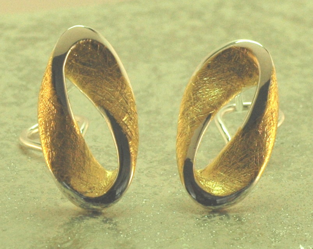 Silber-Clipohrstecker vergoldet oval
